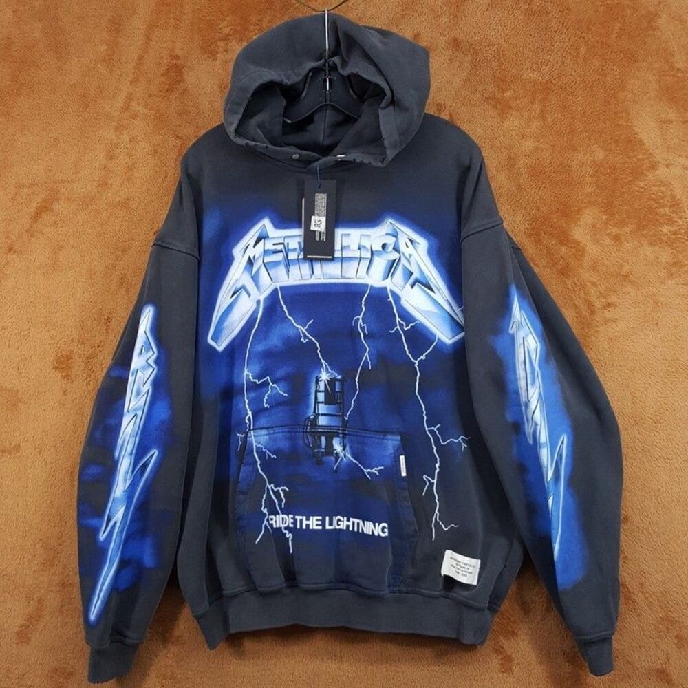 REPRESENT Hoodie Mens Large Grey Ride the Lightening Metallica